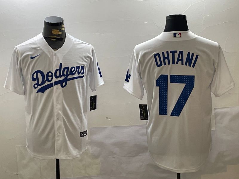 Men Los Angeles Dodgers 17 Ohtani White Game 2024 Nike MLB Jersey style 11203
